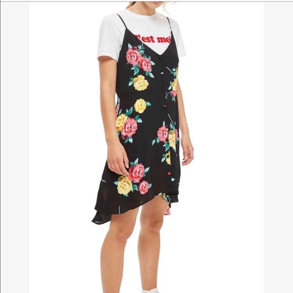 NWT Topshop petite button floral slip dress - Picture 2 of 8